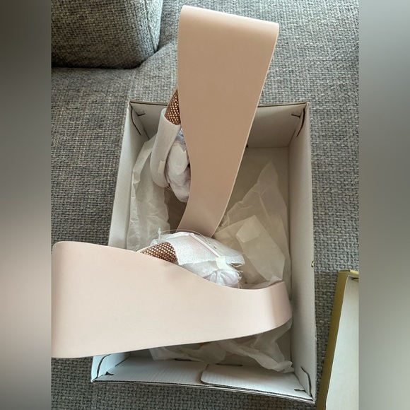 Michael Kors Glitter Chain Mesh Platform Sandals Size 9 Rose Gold - Picture 12 of 16